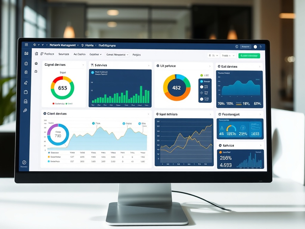 Network management dashboard showing real-time WiFi performance metrics